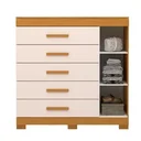 Ver imagem 3 de Cômoda Rayane Acp com 5 Gavetas e Sapateira - Cinamomo/off White