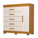 Ver imagem 1 de Cômoda Rayane Acp com 5 Gavetas e Sapateira - Cinamomo/off White