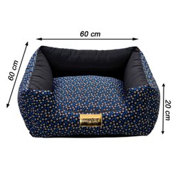 Cama Quadrada para Cachorro ou Gato Luppet Luxo Azul Osso G - 5