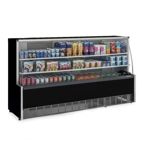 Vitrine Refrigerada Universal 2 Placas Frias GPDA-205R PR Preta Linha Aurora Vidro Reto Gelopar