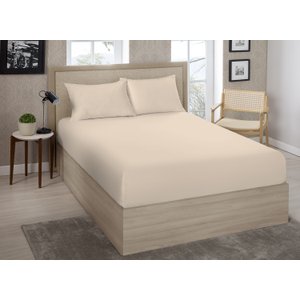 Lencol Casal (138) Avulso Liso Sortido C/ Elastico 70% Algodao 30% Poliester - Estamparia:bege