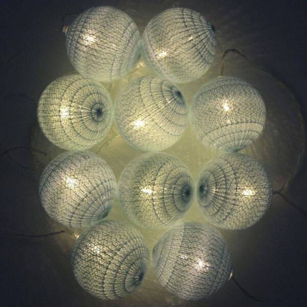 Cordão de Luz de LED 10 Bolinhas Lisa a Pilha Azul Bebe - 1