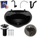 Ver imagem 1 de Pia Lavatório Banheiro 4L + Torneira Preta + Sifão Universal Sanfonado + Engate Flexível + Fita Veda