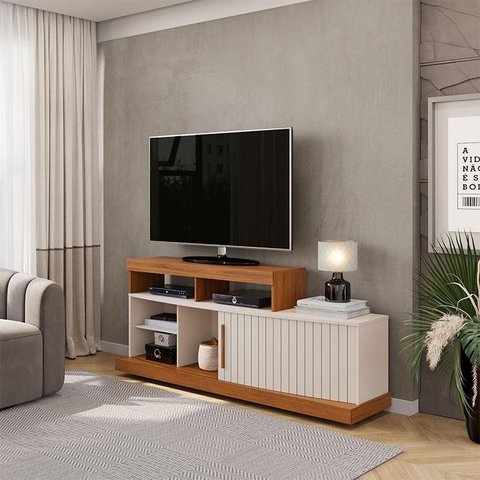 Rack Bancada para Sala Ambiente Valle Freijó Off White – Dj Móveis