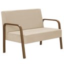 Ver imagem 1 de Poltrona 2 Lugares Jade Braço Madeira Suede Bege