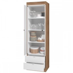 Cristaleira 2 Portas 2 Gavetas Castanho/branco Bh 06 - Brv Móveis - 3