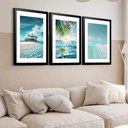 Ver imagem 1 de Kit 3 Quadros Grandes Praias Desertas 60x48cm:moldura Preta