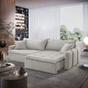 Ver imagem 1 de Sofá Cama Linho em Madeira Eucalipto 200cm Braço 20cm Arizona Meu Sofá Online