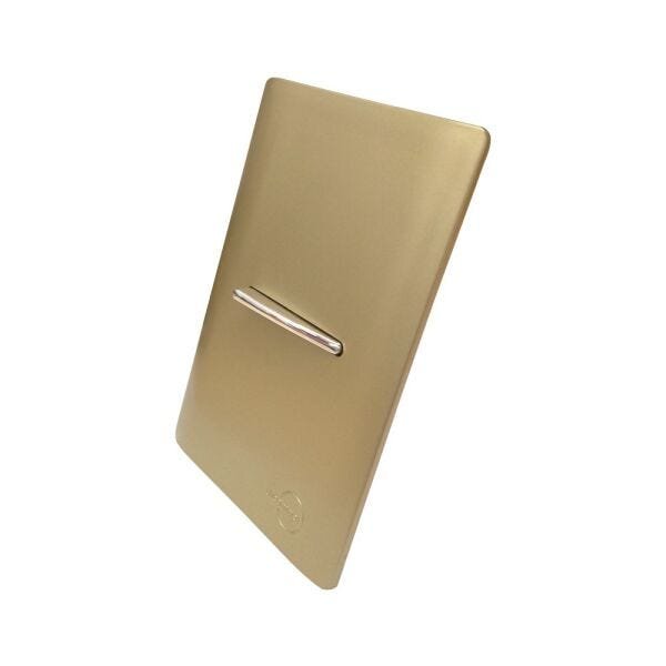 Interruptor Intermediário Cromado Horizontal com Placa 4x2 Dourada - Novara Colors Icn - 1