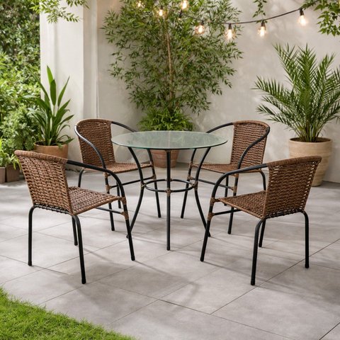 Conjunto 1 Mesa e 4 Cadeiras Solari Preto