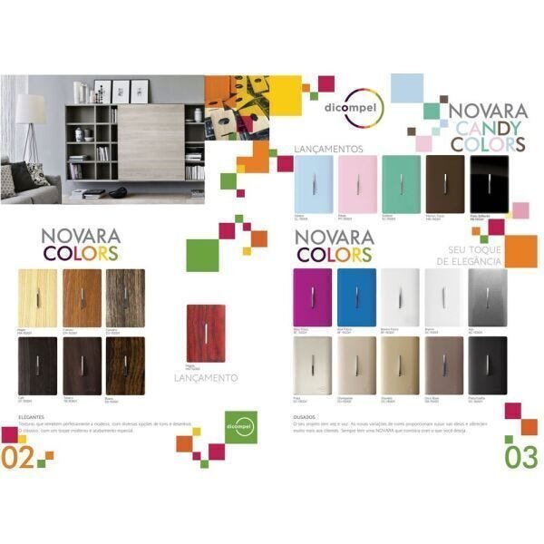 2 Interruptores Paralelo Horizontal Cromados Com Placa 4x2 Dourada - Novara Colors icn - 5