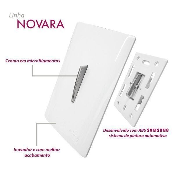 2 Interruptores Paralelo Horizontal Cromados Com Placa 4x2 Dourada - Novara Colors icn - 3