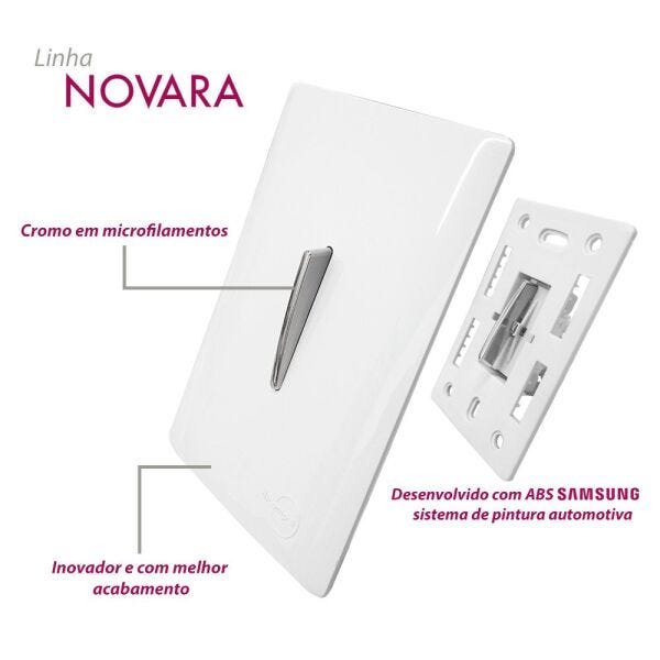 1 Interruptor Simples Horizontal Cromado Com Placa 4x2 Aço - Novara Colors icn - 3
