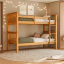 Ver imagem 1 de Cama Beliche Solteiro Dupla Suspensa Madeira Woodstore Mel:mel