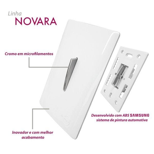 Tomada Universal 2p+t 10a Horizontal Cromado com Placa 4x2 Dourada - Novara Colors Icn - 3