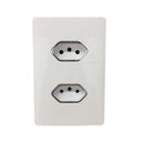 Ver imagem 2 de 2 Tomadas Univ. 2P+T 20A Horizontal Cromadas com Placa 4x2 Branca - Novara