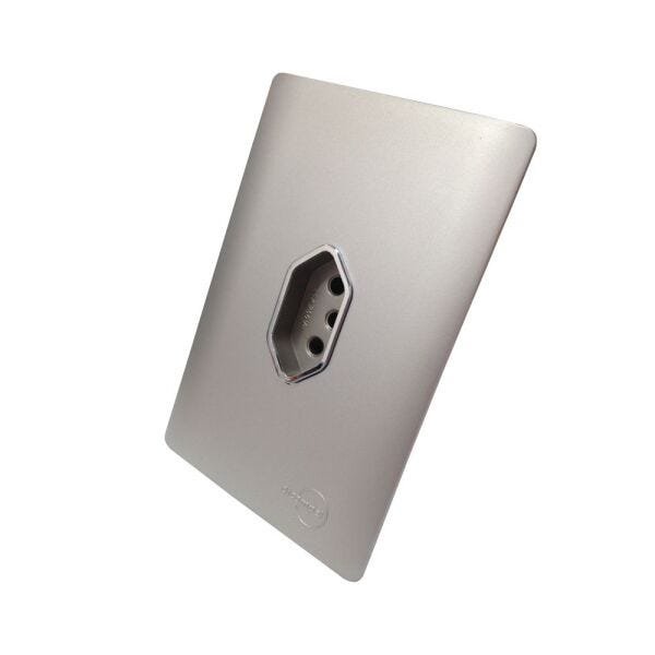 Tomada Universal 2p+t 10a Vertical Cromado com Placa 4x2 Prata - Novara Colors Tcn - 1