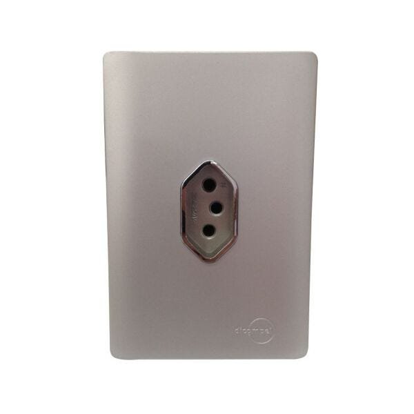 Tomada Universal 2p+t 10a Vertical Cromado com Placa 4x2 Prata - Novara Colors Tcn - 2