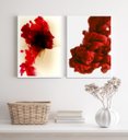 Ver imagem 2 de Kit 2 Quadros Abstratos Formas Mulher- Vermelho 45x34cm - com Vidro:madeira Branca