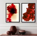 Ver imagem 1 de Kit 2 Quadros Abstratos Formas Mulher- Vermelho 45x34cm - com Vidro:madeira Branca