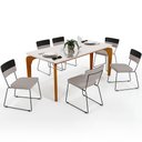 Ver imagem 1 de Mesa Capri 160 Off White Nature Com 6 Cadeiras Allana B05 Faixa Corano Preto Linho Bege - Lyam