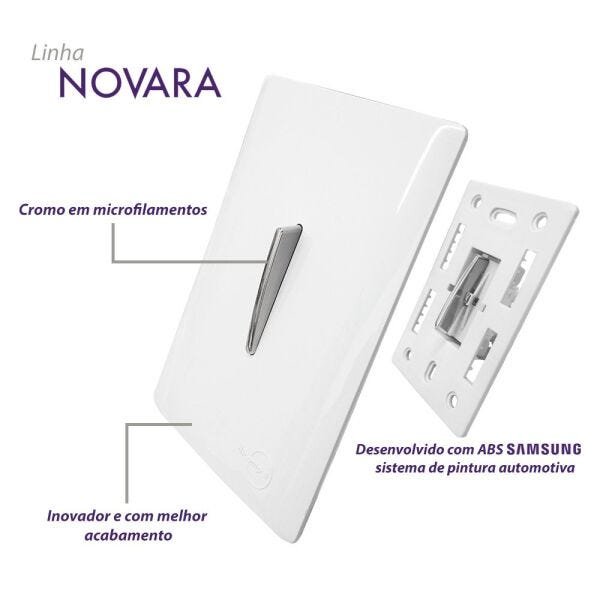 2 Interruptores Simples e 1 Interruptor Paralelo Horizontais com Placa 4x2 - Novara Idn - 3