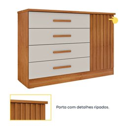 Cômoda Ripada Barcelona C/ Sapateira 4 Gavetas com 1 Porta Tcil Móveis Cômoda Barcelona Ripada Cinam - 3