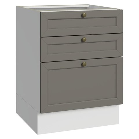 Balcão de Cozinha 60 cm 3 Gavetas (sem Tampo) Branco/Cinza Vik Madesa