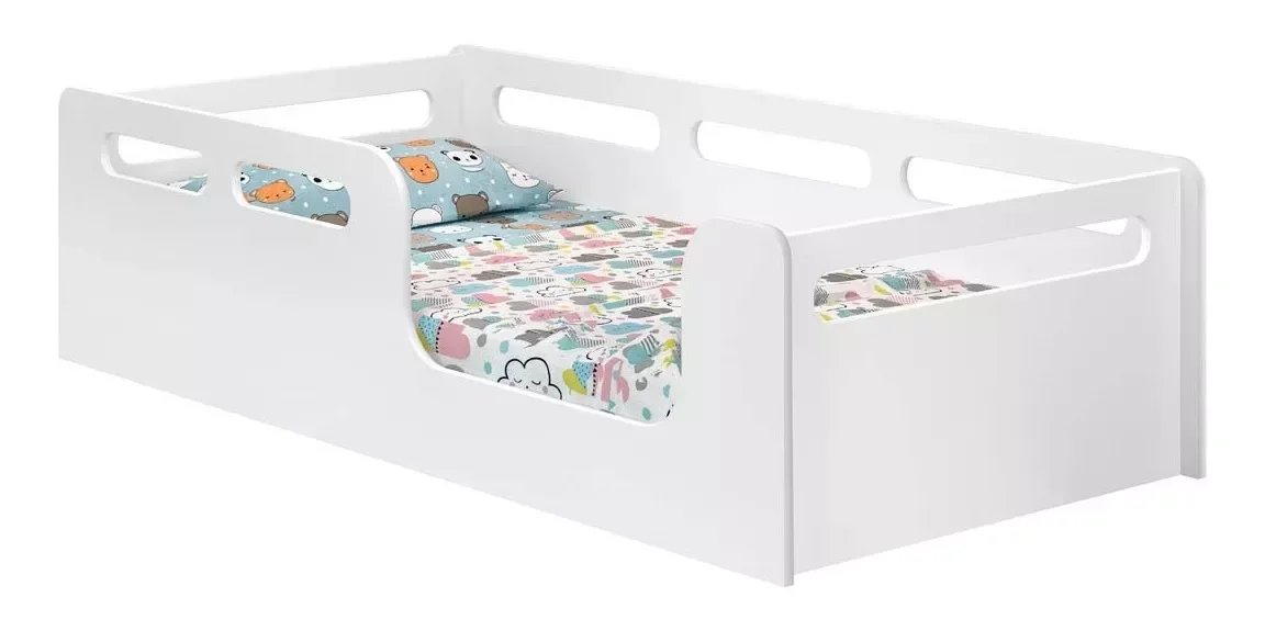 Cama Solteiro Montessoriana com Grade e Colchão 188x88 (Planet) - 3