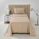 Ver imagem 2 de Kit Cobre Leito Elegance Solteiro Microfibra 200 Fios 100% Poliéster com Babado Bege Casa Scarpa