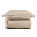 Ver imagem 1 de Kit Cobre Leito Elegance Solteiro Microfibra 200 Fios 100% Poliéster com Babado Bege Casa Scarpa