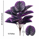 Ver imagem 3 de Planta Artificial Decorativa Calathea Roxa com 12 Folhas – 60 cm