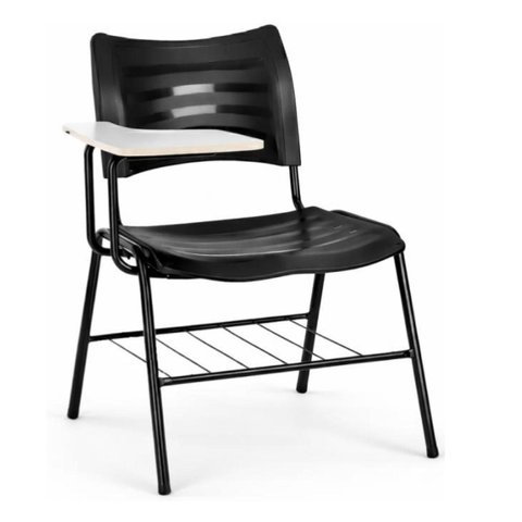 Cadeira Universitária Plástica Prancheta Mdf - Cor Preto - Mrplast - 34014