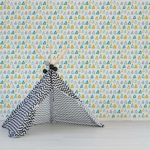 Papel de Parede Infantil - Triângulo de Tinta Arte Destaque 2 Metros