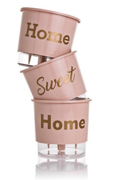 Conjunto 3 Vasos Autoirrigáveis Pequeno Coleção Wishes N2 HOME SWEET HOME cor Rosa Quartz - 3