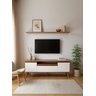 Rack com Prateleira 150cm Mdf Nogal com Branco Dallas - On Móveis - 1