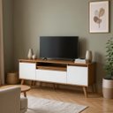 Ver imagem 3 de Rack com Prateleira 150cm MDF Freijó com Branco Dallas - On Móveis
