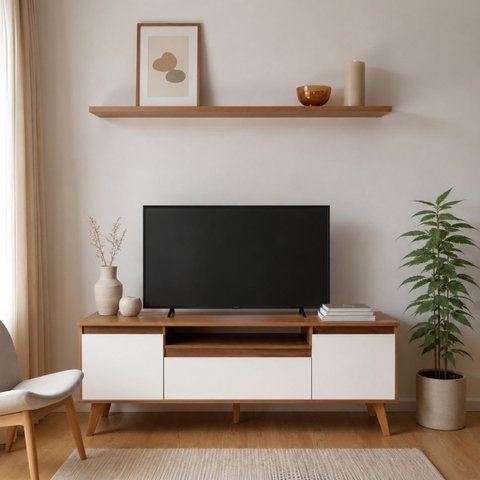 Rack com Prateleira 150cm MDF Freijó com Branco Dallas - On Móveis
