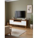 Ver mais imagens de Rack com Prateleira 150cm MDF Nogal com Branco Dallas - On Móveis