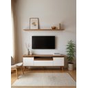 Ver imagem 1 de Rack com Prateleira 150cm MDF Nogal com Branco Dallas - On Móveis