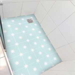 Adesivo para Banheiro Box Ladrilho Celeste Antiderrapante Lavável Colacomigo Adesivo Piso Box 1,20 X