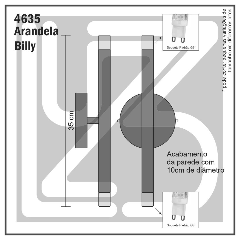 Arandela Parede Slim Billy OURO com 2 LED G9 5W - 5