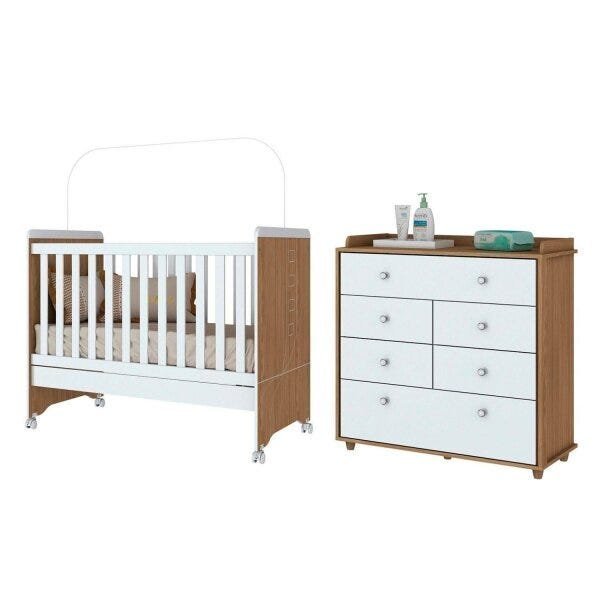 Quarto de Bebê Completo com Berço Mini Cama e Cômoda Benjamin Espresso Móveis - 2