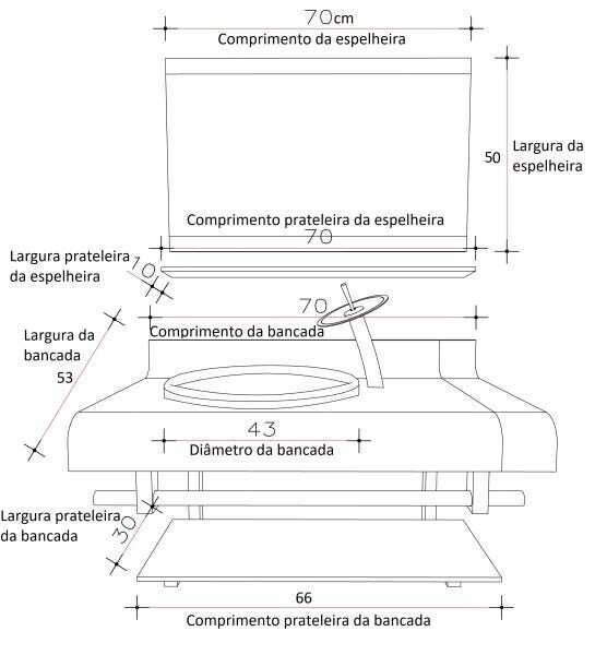 Gabinete de Vidro de 70 cm Rosa Absoluto Deckol - 4