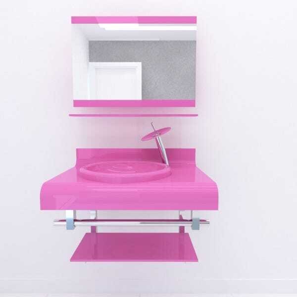 Gabinete de Vidro de 70 cm Rosa Absoluto Deckol - 3