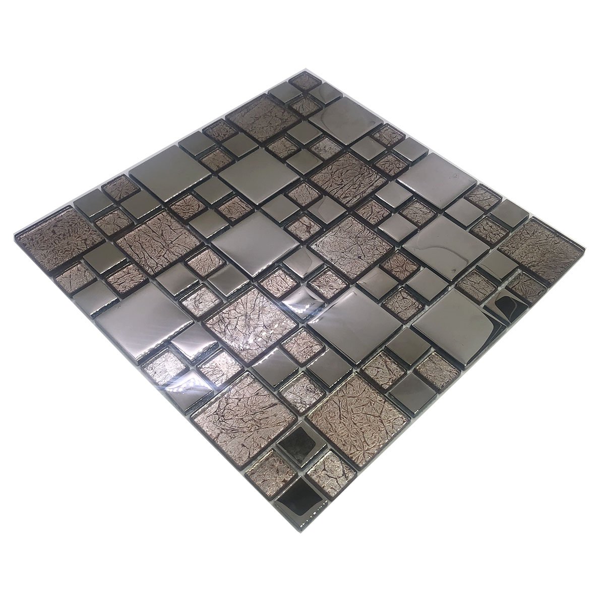 Kit 3 Unidades Pastilha de Vidro Cristal Cromo Prata 30x30cm - 4