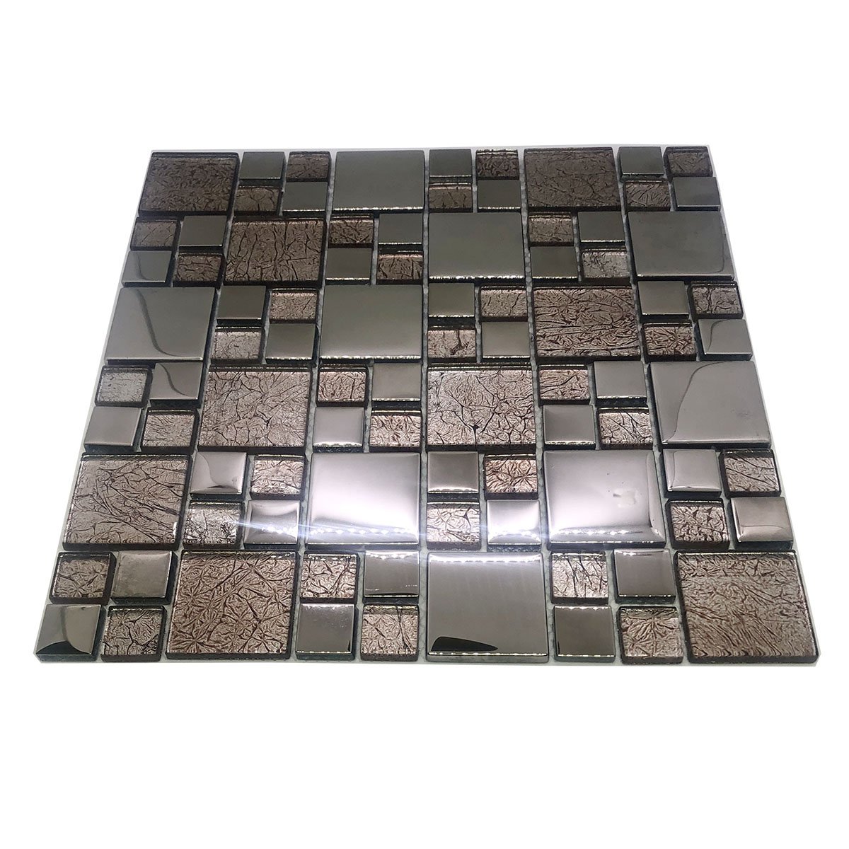 Kit 3 Unidades Pastilha de Vidro Cristal Cromo Prata 30x30cm - 5