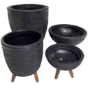 Ver imagem 5 de Kit com 4 Vasos para Plantas Preto com Tripé de Madeira