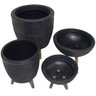 Kit com 4 Vasos para Plantas Preto com Tripé de Madeira - 3