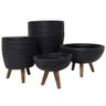 Kit com 4 Vasos para Plantas Preto com Tripé de Madeira - 2